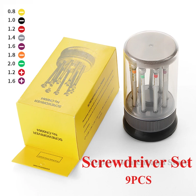 

Watch Repair Tool Set 9PCS Screwdriver Rotating Base Pure Steel Screwdriver 5978 Various Sizes Screwdrivers Non-slip Base