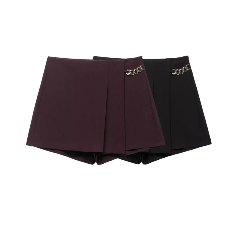 กางเกงขาสั้นทรงเบอร์มิวดาผู้หญิง ฮิปซีม แฟชั่นเอวสูง กางเกงขาสั้นผู้หญิงเรียบง่าย กางเกงขาสั้นจีบผู้หญิง