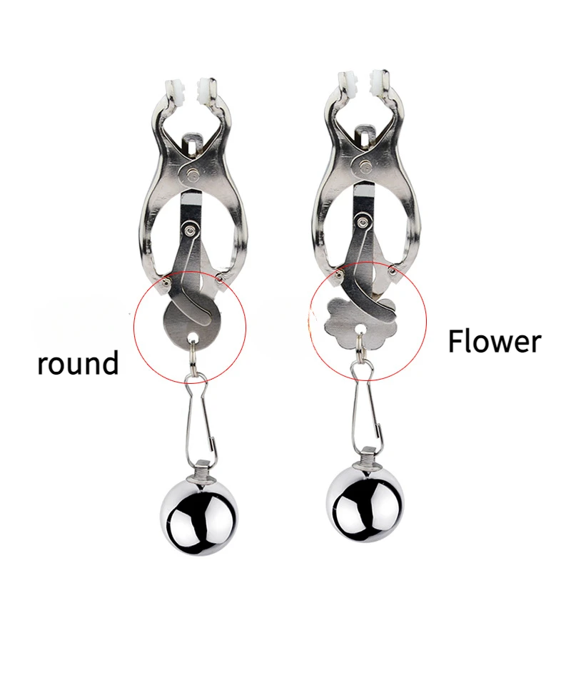 1 Pair Metal Nipples Clamps Ball Nipple Stimulation Bondage Breast Button Toy Weight Nipple Clip Sex Toys For Couples Women BDSM