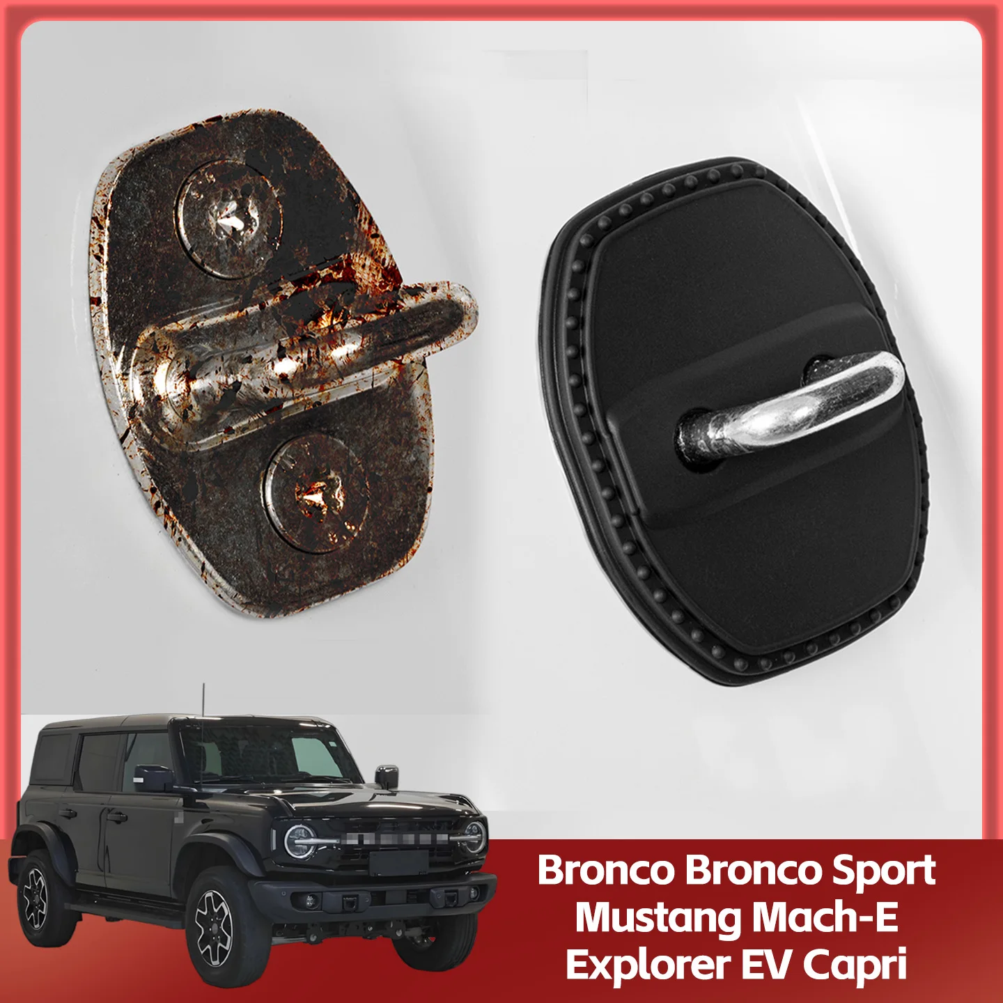 Funda protectora de silicona para cerradura de puerta de coche, decoración protectora para Ford Bronco Bronco Sport Mustang Mach-E Explorer EV Capri, 2/4 Uds.