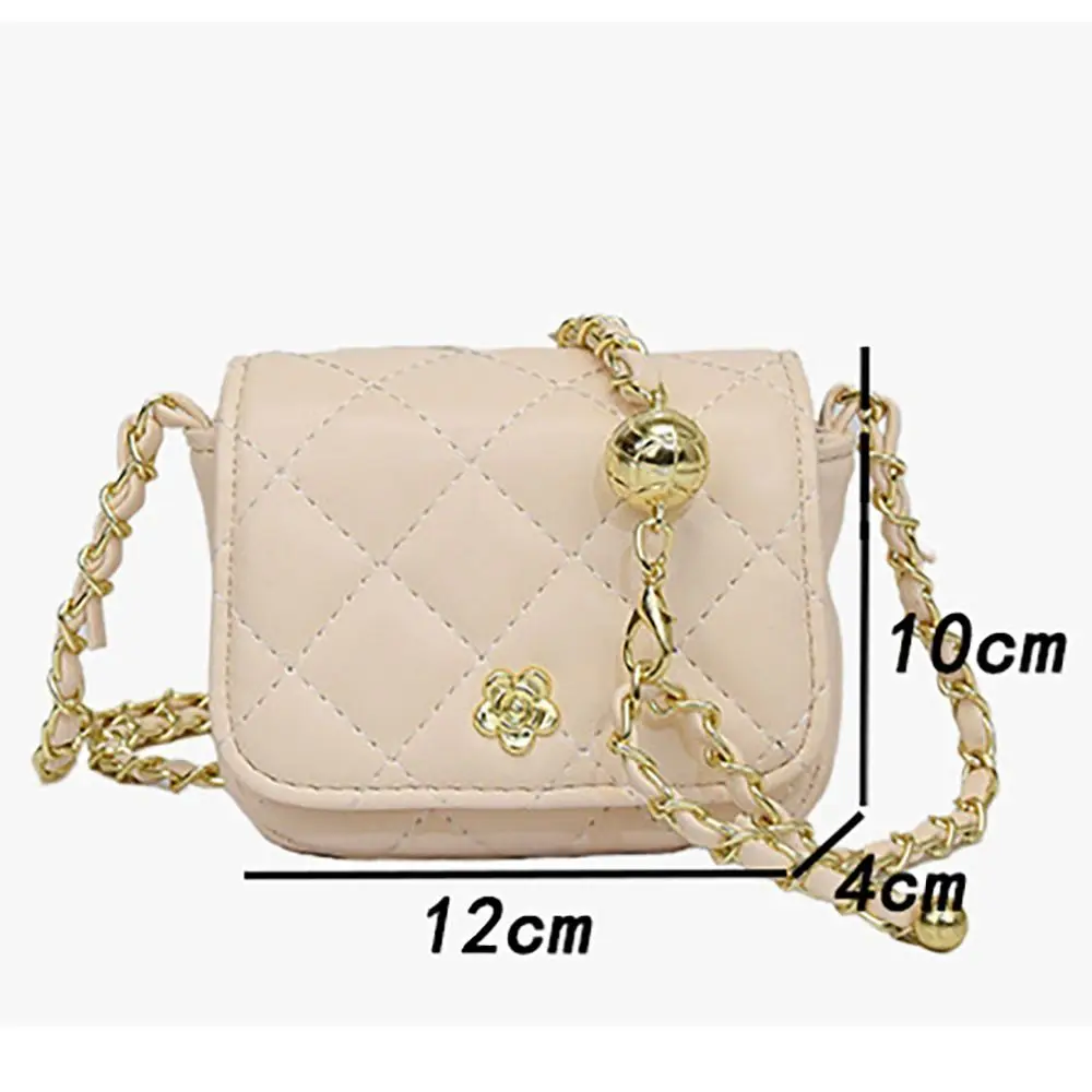 Decorative Chain Crossbody Bag Fashion PU Leather Mini Handbag Solid Color Evening Bag Women