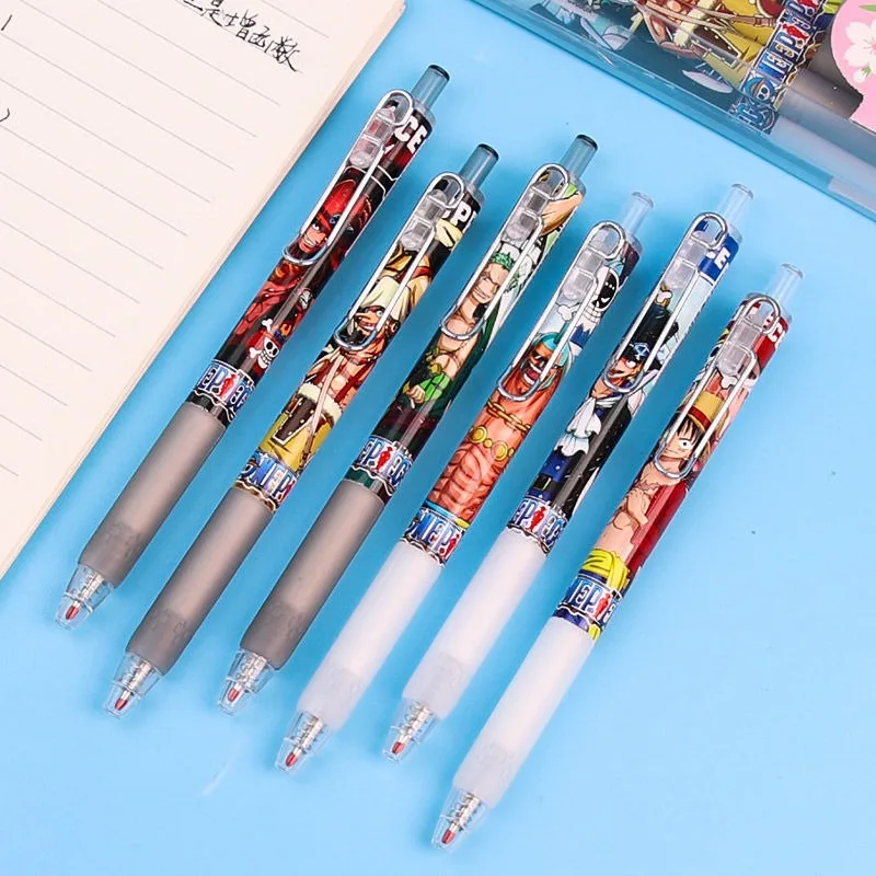 6 ชิ้น/เซ็ต One Piece กด Neutral ปากกา 0.5 Bullet Head ความงามปากกาลายเซ็นความเร็วแห้งสีดํา Neutral ปากกาอุปกรณ์โรงเรียน