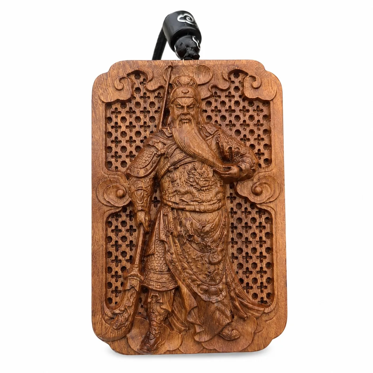 Hand Carved Lightning Struck Jujube Wood Guan Gong Pendant Chinese Zen Amulet Traditional Feng Shui Car Decor Gift Ornament