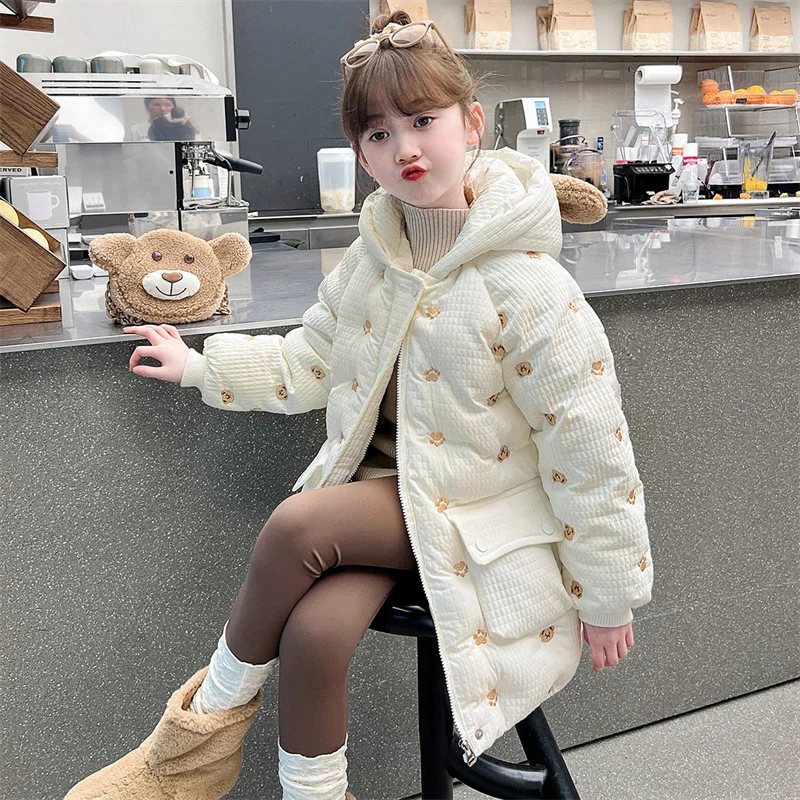 Girls Coat Overcoat Jacket Windbreak Outerwear 2024 Without Bag Winter Autumn Warm Cotton School Sport Teenagers Children's Clot