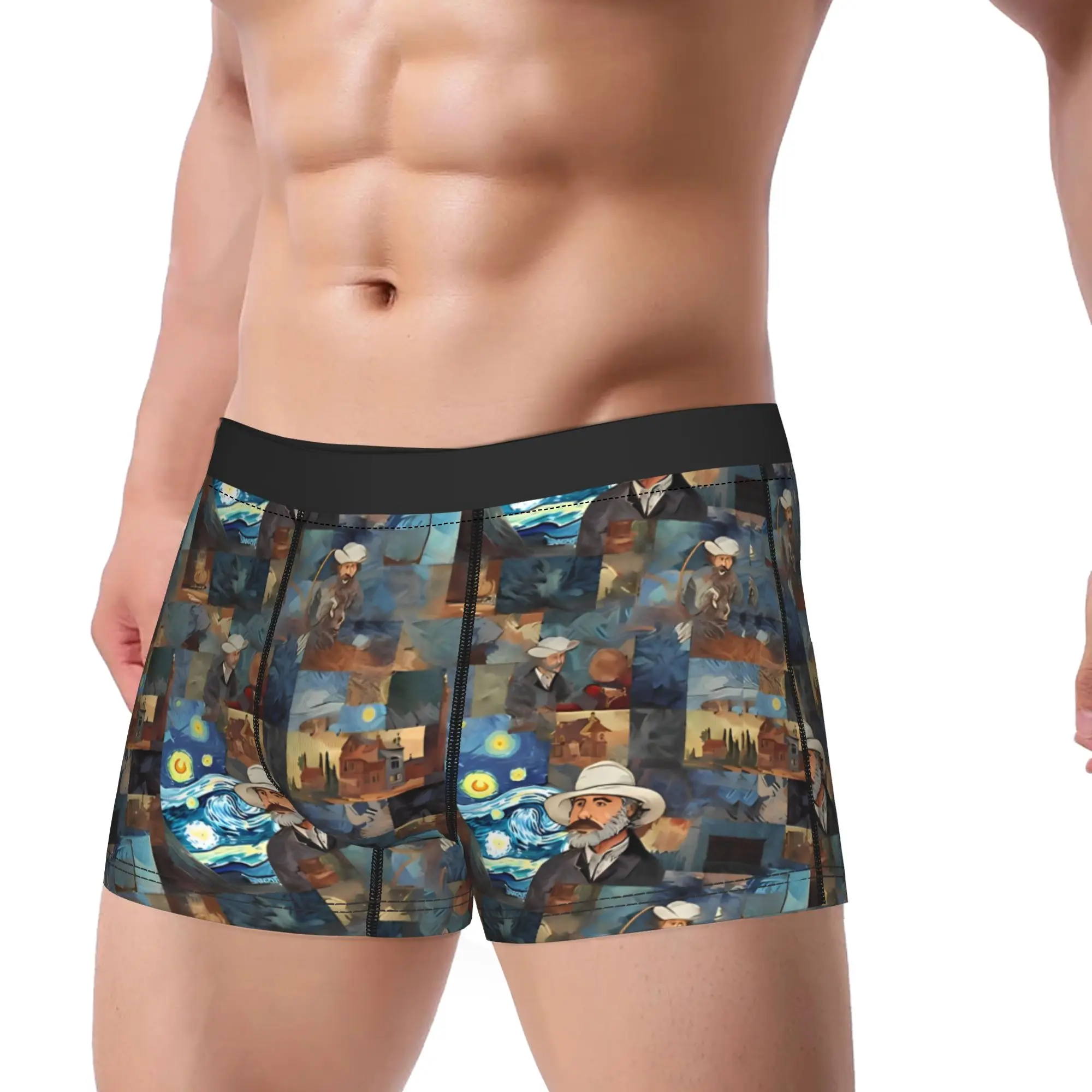 Van Gogh Underwear Paintings Men Boxer Brief Breathable Boxer Shorts Trenky Custom Plus Size Panties