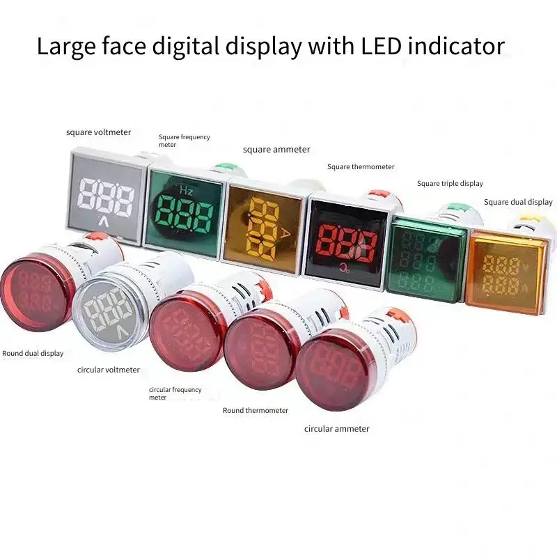 

Светодиодный цифровой дисплей, 22 мм, индикаторная лампа, вольтметр переменного тока, сигнал мощности постоянного тока, частота, температура, герц