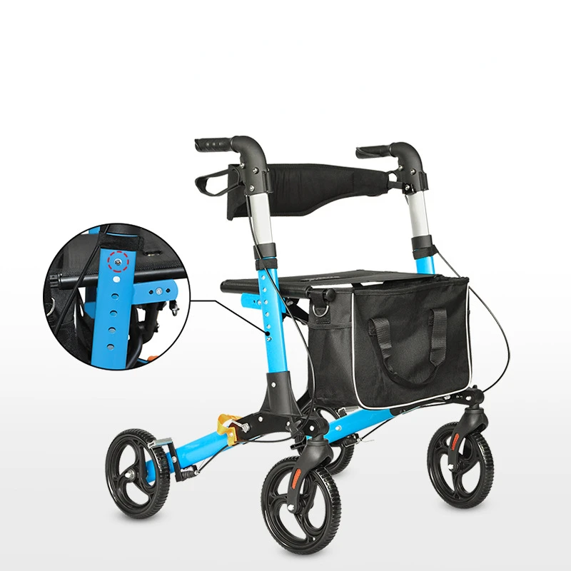 

Lightweight Aluminum Rollator Walker With Brake Elderly Travel Folding Trolley , Four-Wheel Shopping Cart, Scooter NEW