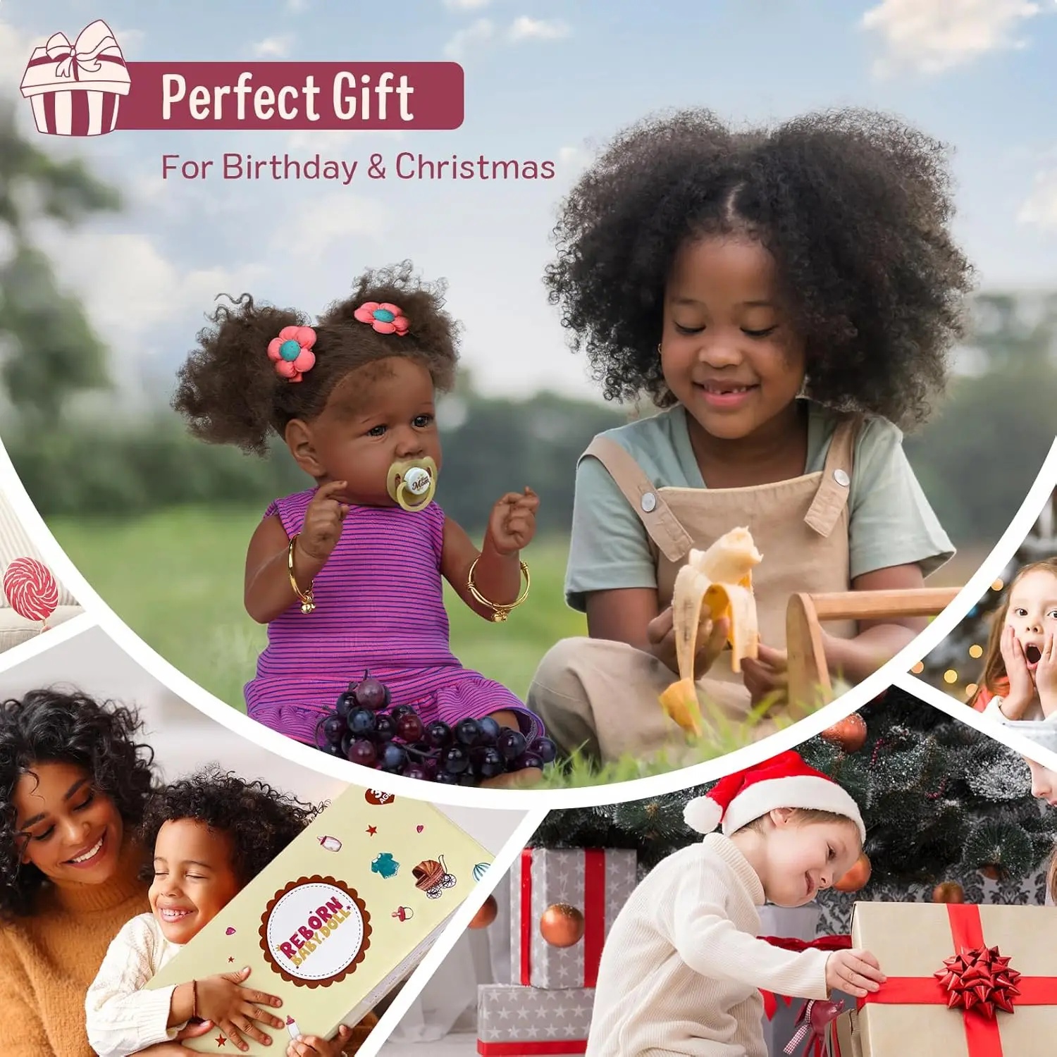 Reborn-Babypuppen, Schwarz – 55,9 cm, lebensechter weicher Körper, realistische Babypuppen für Neugeborene, taupefarbene Augen, Karamell, Hautton, Orange, zerkleinert