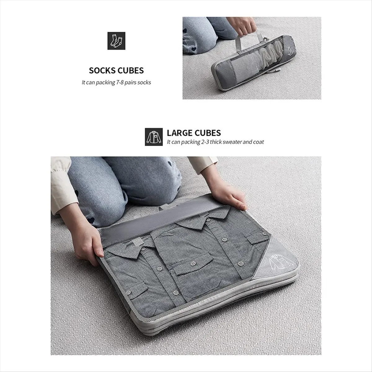 N14R Top 6PCS Compressed Packing Cubes Set, Portable Luggage Organizers, Ideal for Compressed Packing & Suitcase Organization