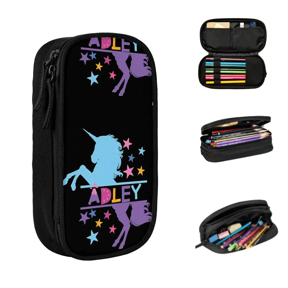 adley unicorns estojos para criancas grande armazenamento pen bags pen box lapis pouch para meninos e meninas estudantes papelaria escola e escritorio 01