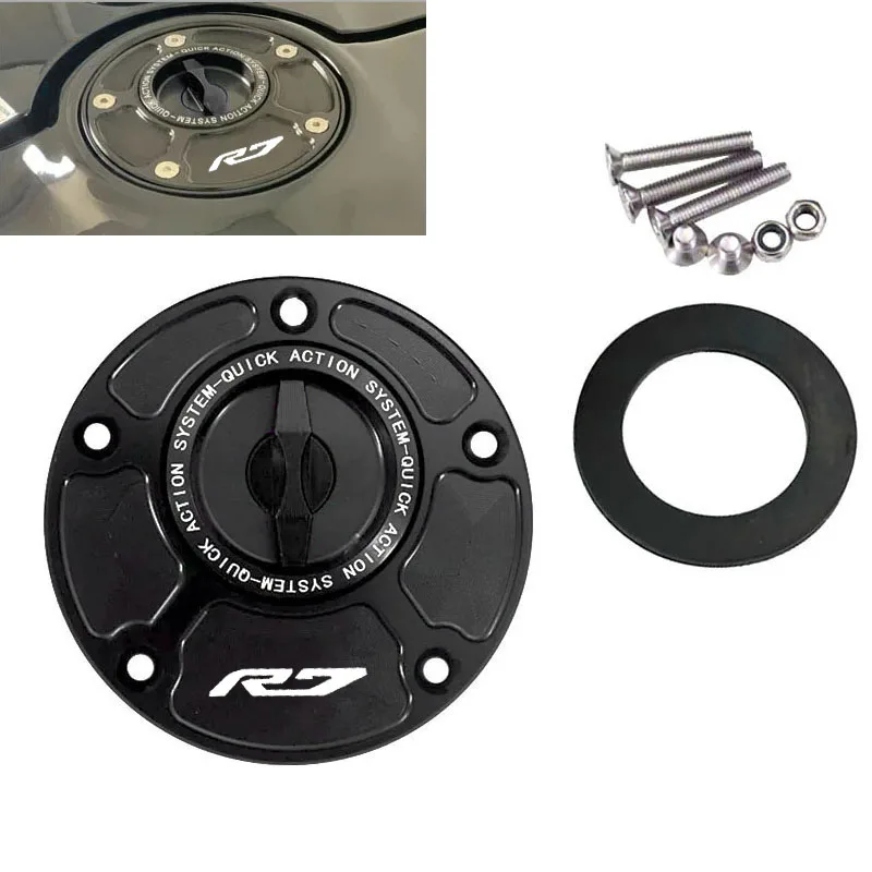 CNC Aluminum Fast Gas Fuel Filler Cover Motorcycle Quick Open Tank Cap For YAMAHA YZF-R7 YZF R7 2021-2025