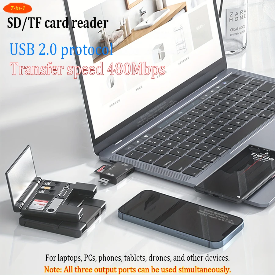 

SD/TF card reader, memory card storage box/case, Lightning/Micro USB/USB-A/C to SD/TF adapter for laptop PC phone tablet drone