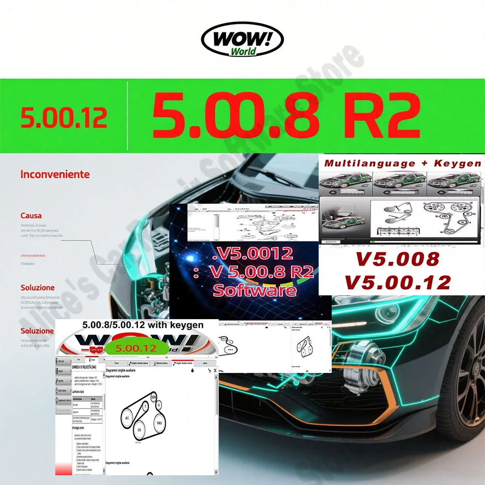 

Latest W-ur-th WOW V5.00.12 and WOW v5.00.8 obd2 scanner R2 Software Multi-languages with Keygen For Tcs Cars Diagnostic Tool