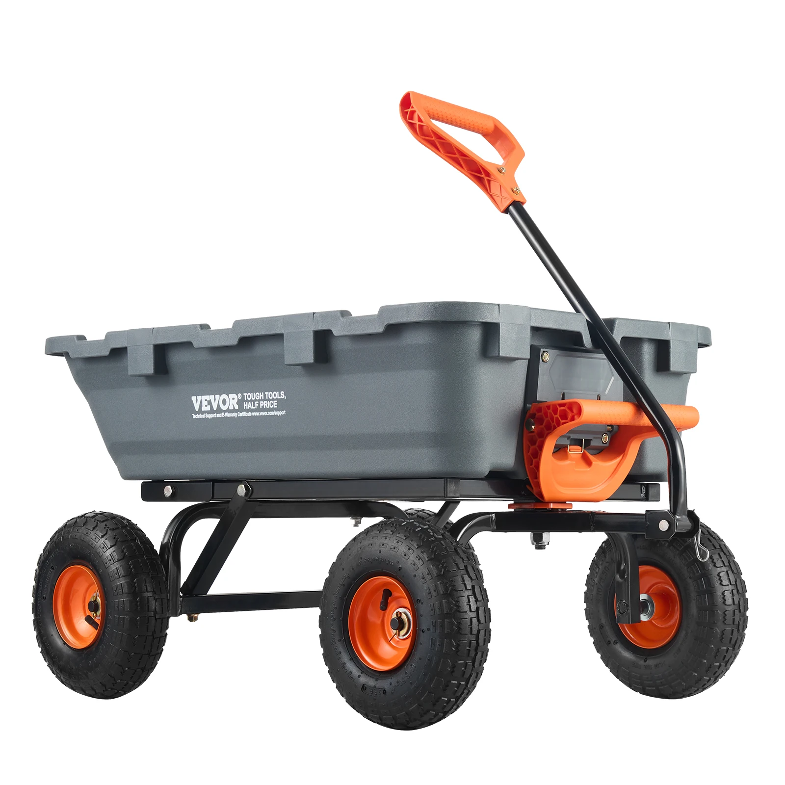 VEVOR Garden Cart Utility Barrow Carts 800lbs Load Durable Dump Carts Versatile Dump Wagon with Steel Frame&Dual-Function Handl