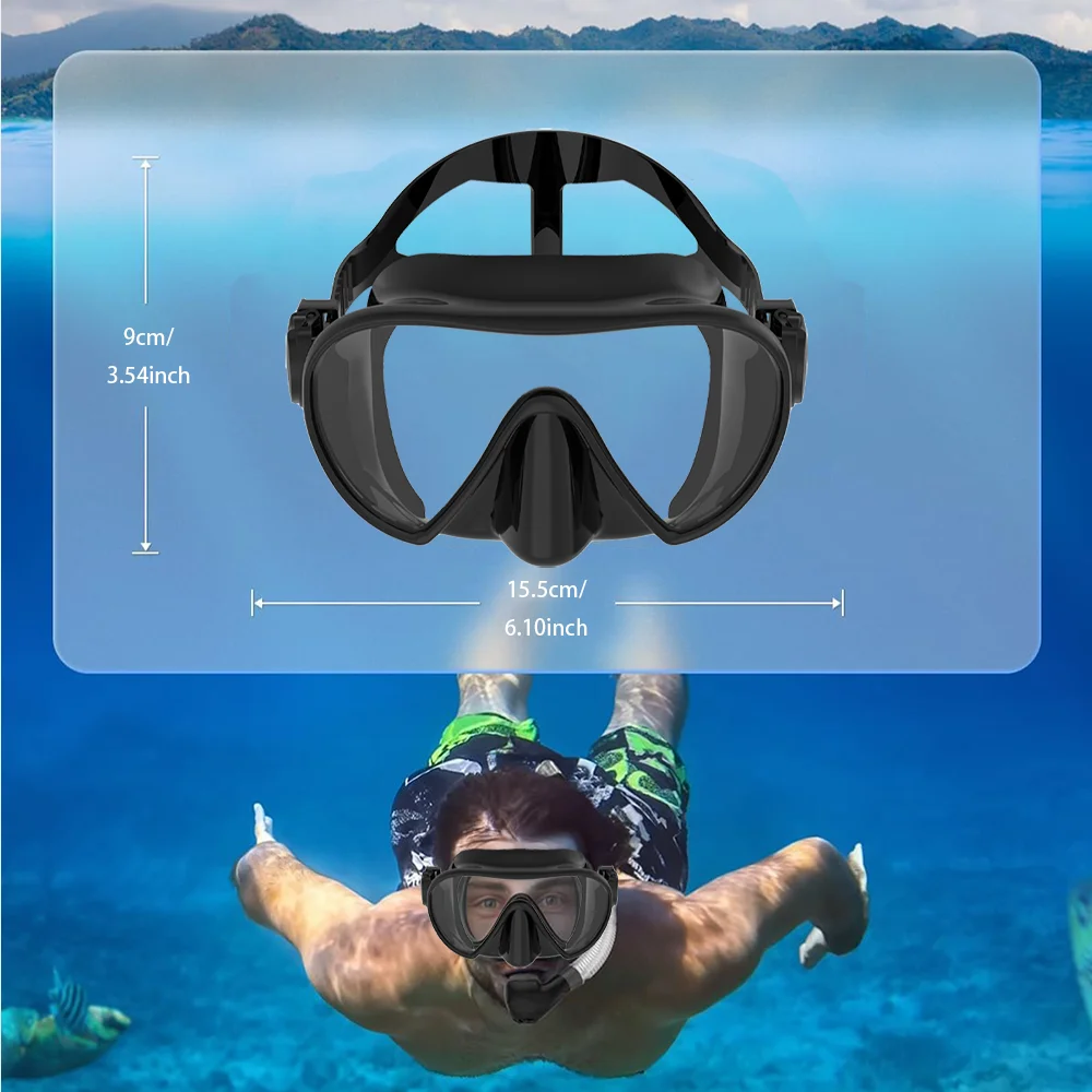 Duiken Snorkelen Frameloos masker Perfecte afdichting Siliconen rok Panoramisch gehard glas Zwembril Geschikt voor volwassenen