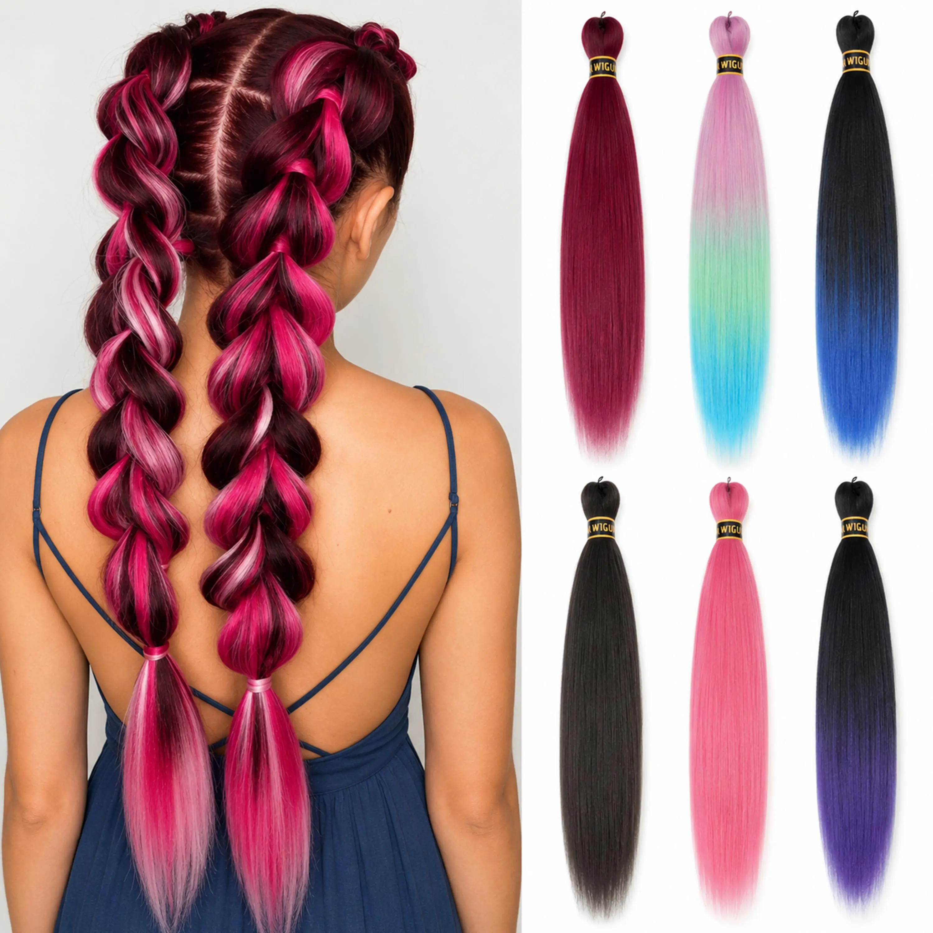 Extensiones de cabello trenzado preestirado de 26 pulgadas para trenzas Afro de ganchillo, pelo falso sintético DIY, trenza Jumbo de opción multicolor