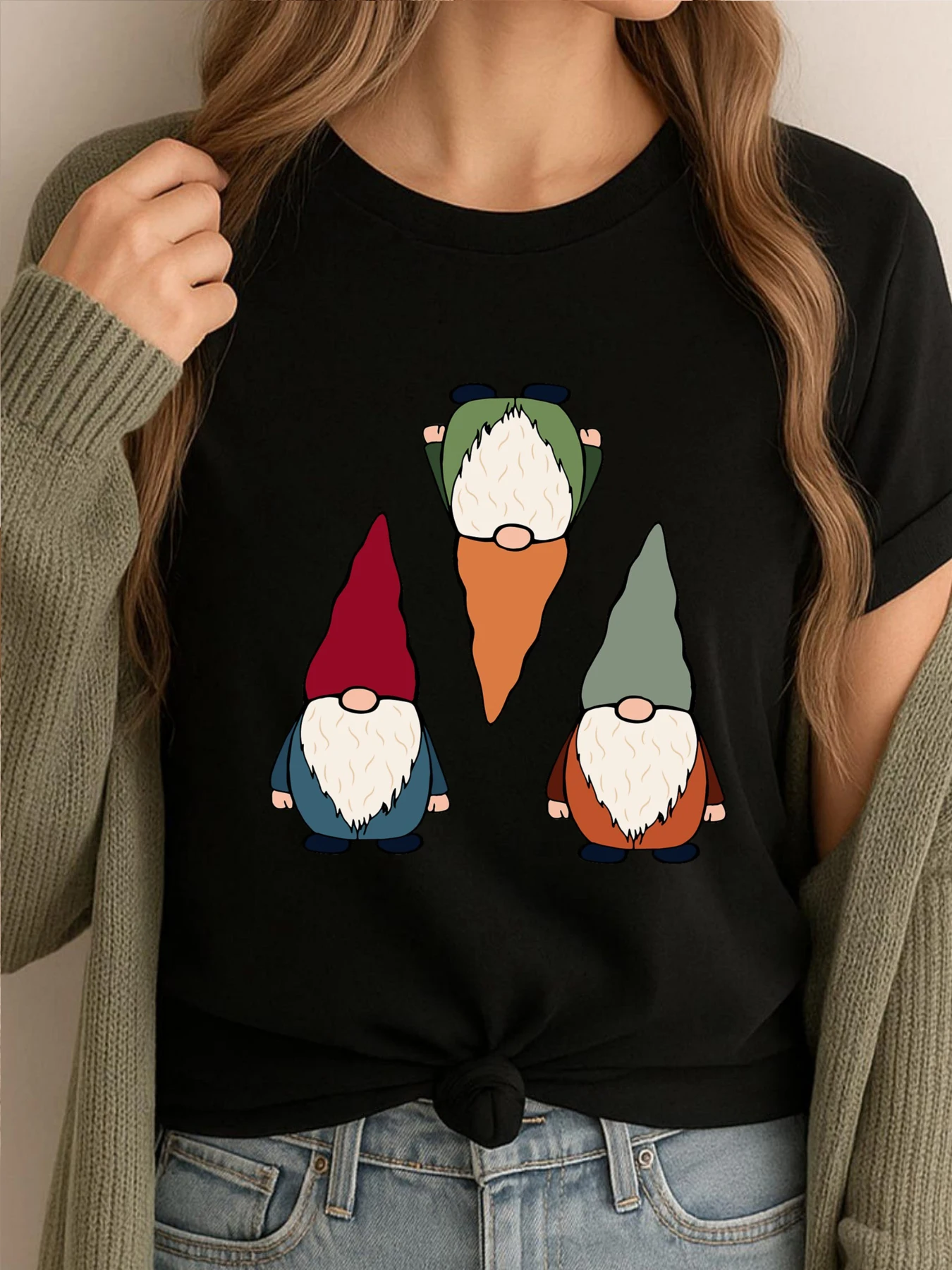 Gnome And Pattern T Shirts Graphic Tees Original Mens T-Shirts Funny Tshirt High Quality Cute Printed Clothes