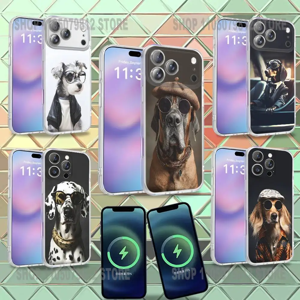 

Cool Dog with Glasses Phone Case For iPhone 16,14,11,17,13,15,12,Air,Plus,Pro,Max,E,Mini Frosted for MagSafe Magnetic