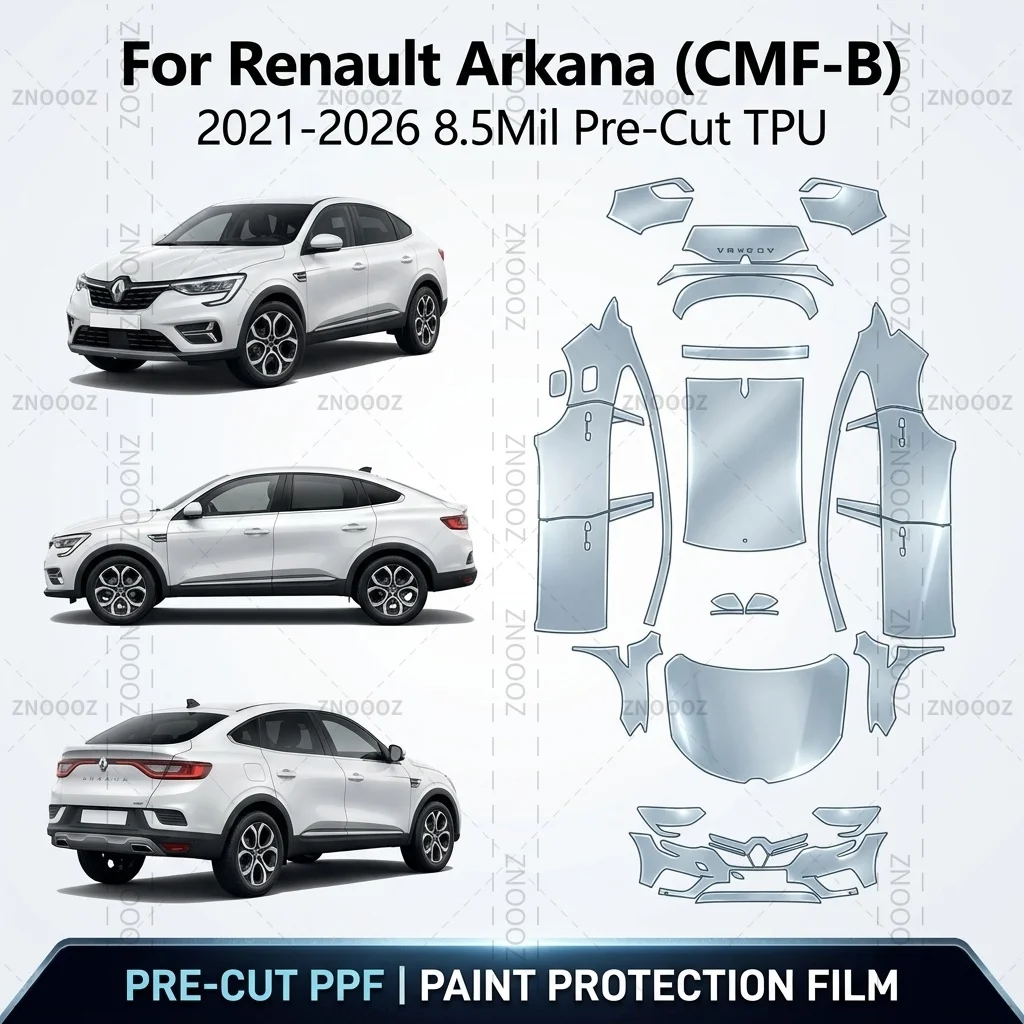 For Renault Arkana (CMF-B) 2021-2026 8.5Mil Pre-Cut TPU PPF Kit Self Healing High Gloss Full Vehicle Glossy Clear Matte Black