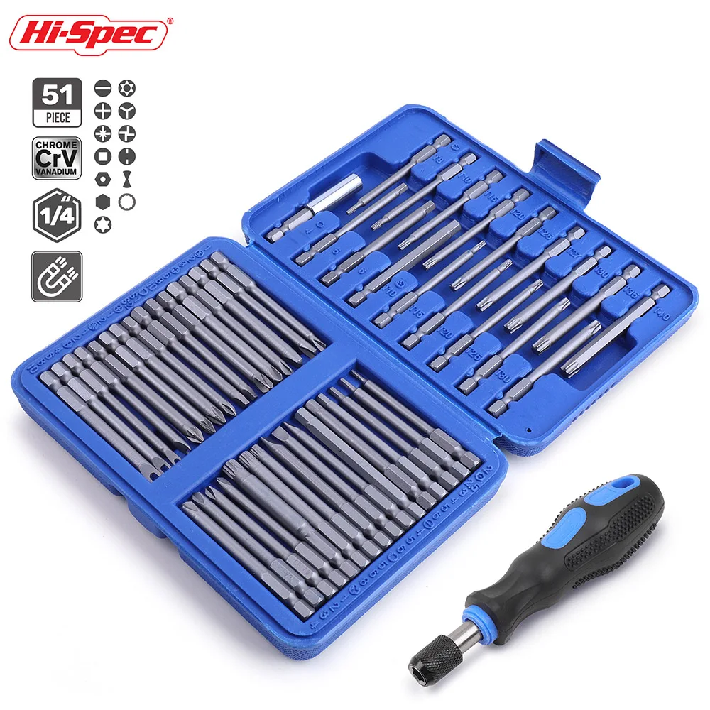 Hi-Spec 75mm Extra Long Screwdriver Set Hex Torx Security Long Screwdriver Bits  Ratchet Screwdriver Bit Set Tool Set