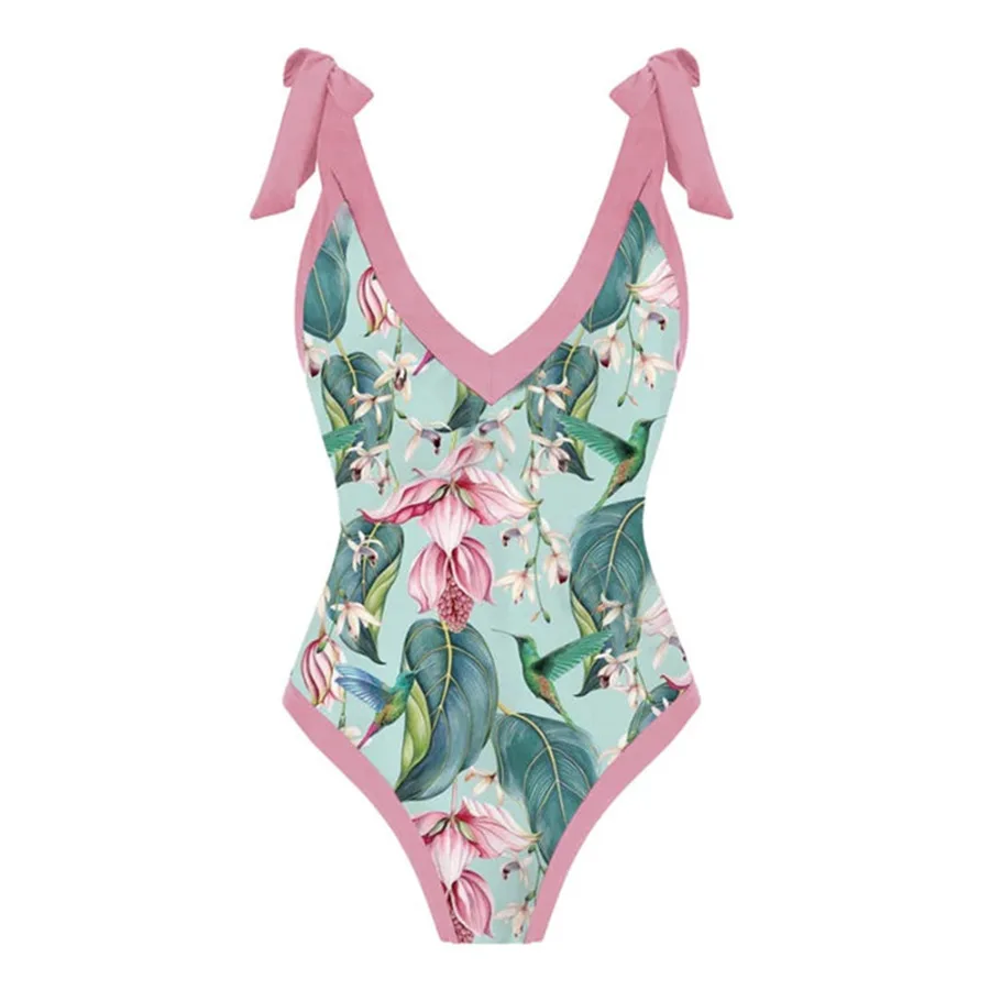 

Women's Swimwear 2024 Women Bikini Print Swimsuit Backless Sexy One-Piece Strap Hot Spring Swimwear S-XL