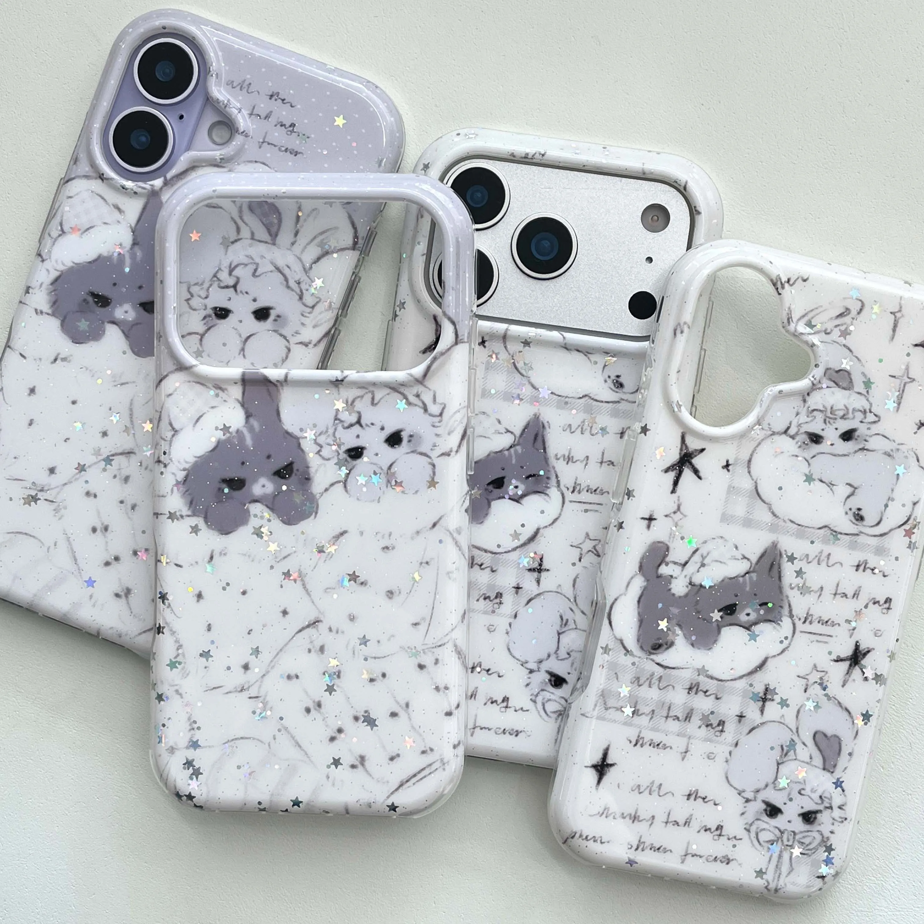 Coque de téléphone mignonne avec motif de lapin de dessin animé, bracelet brillant et scintillant, pour iPhone 15 16 17 Pro Max 13 14 Pro Max