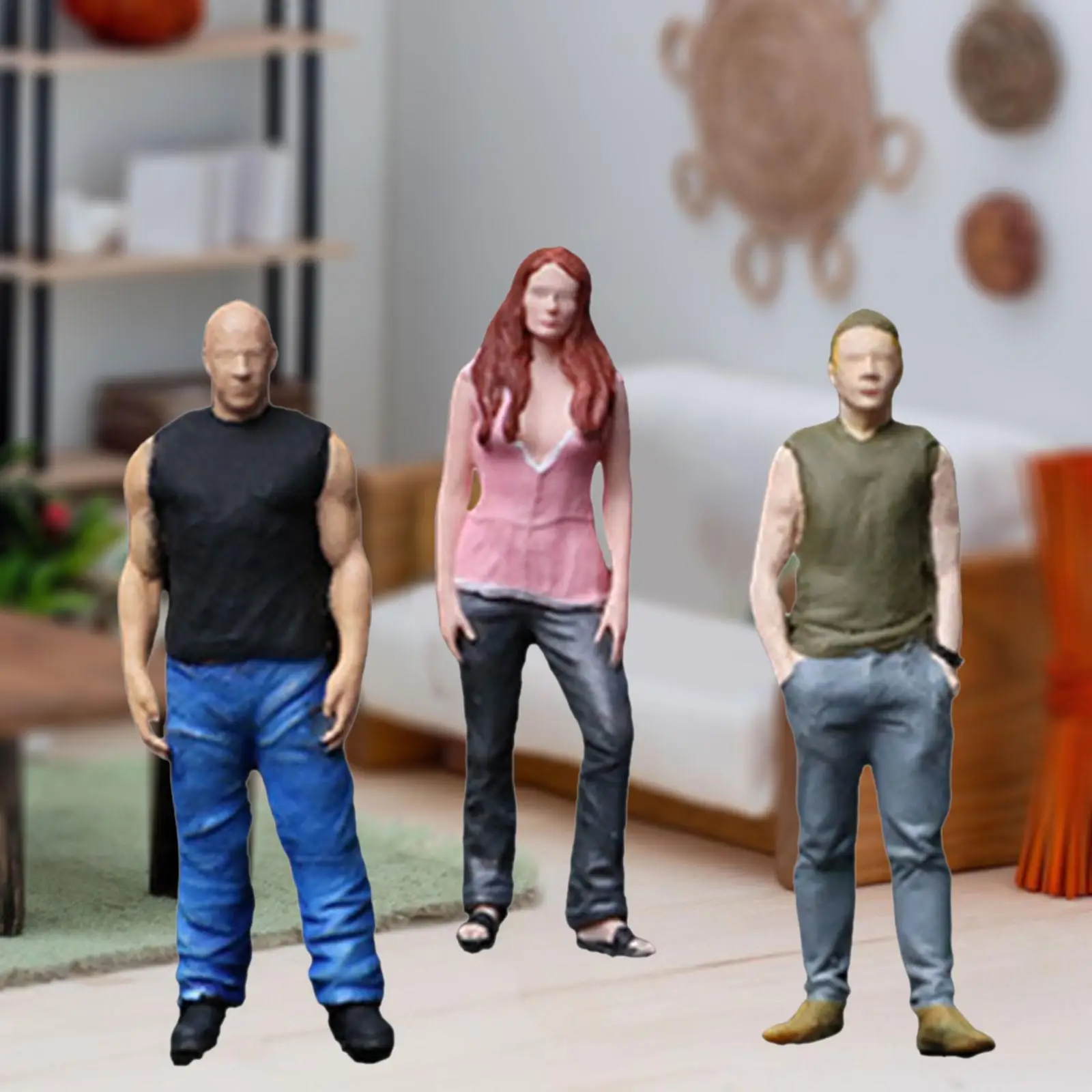 

1/64 Scale People Figures Hand Painted Resin Collection Diorama Figurines Garage Scenes for DIY Projects Dollhouse Ornament