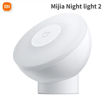 Original Xiaomi Mijia Night Light 2 Brightness Adjust Infrared Smart Body Motion Sensor 360 Rotate Mi Night Lamp Smart Life