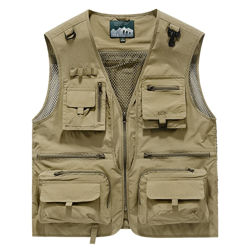 Men US Tactical Hiking Fishing Vest 14 Pockets Summer New Mens Photographer Waistcoat Mesh Cargo Sleeveless Jacket Tool Vest 7XL