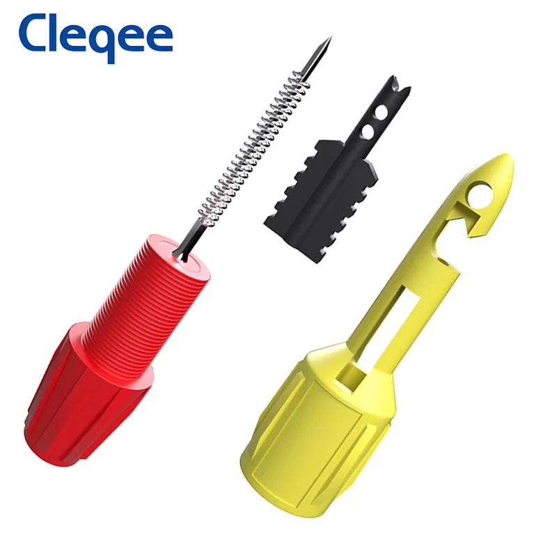 Cleqee P30039 2PCS Insulation Wire Piercing Puncture Probe Test Hook Clip with 2mm/4mm Socket Automotive Car Repair