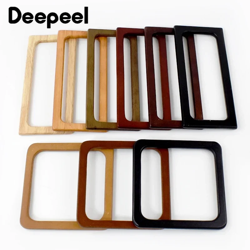 2Pcs Deepeel 14/20cm Square Purse Frame Wooden Bags Handle for Making Handbag Woven Bag DIY Sewing Brackets Handles Accessories