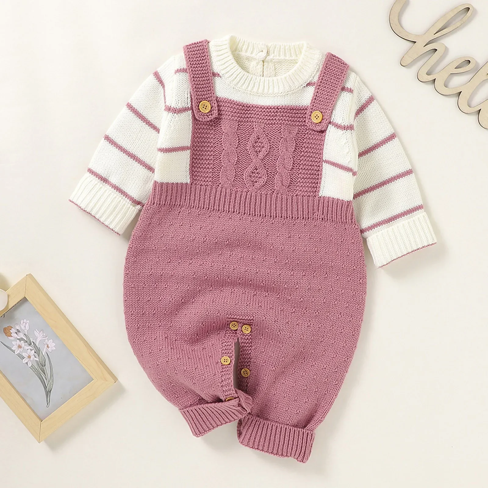 Autumn 0-18M Jumpsuit Knit Sweater Toddler Infant Newborn Clothes Cotton Climb Clothes Baby Boy Girls Winter Warm Solid Bodysuit