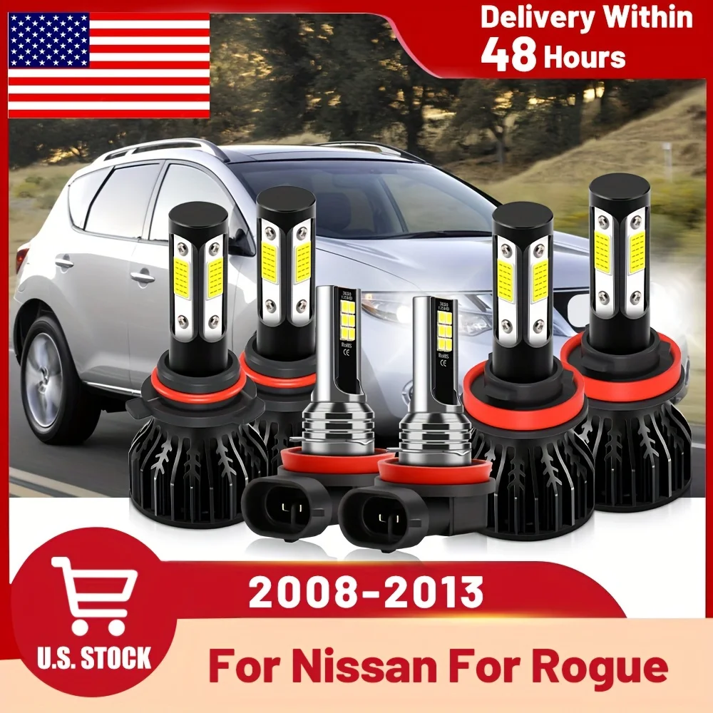 

For Nissan For Rogue (2008-2013), LED Headlight Turbo Bulbs+H11 Fog Light, Super Bright For Car Head Lamp Fog Lights, With Fan