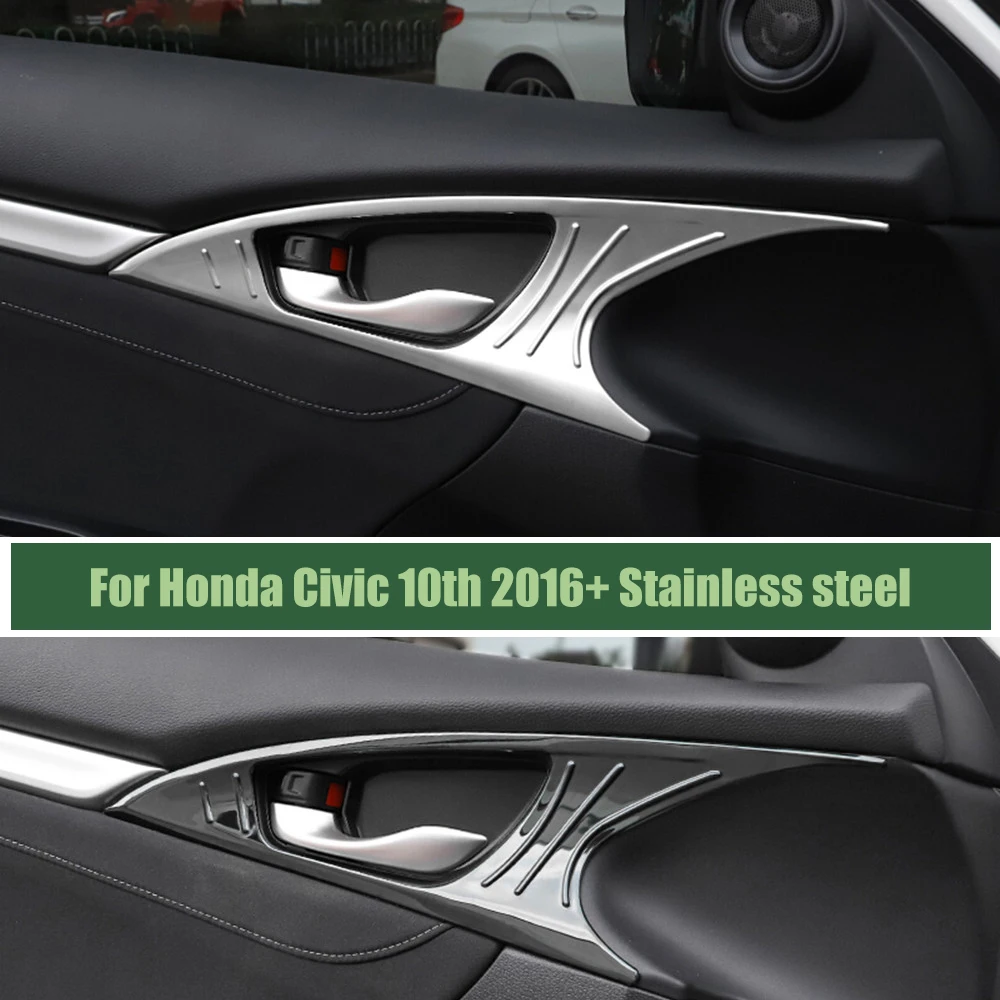 

For Honda Civic 10th Accessories 2016 2017 2018 2019 2020 Stainless steel car styling Car inner door Bowl protector frame cover