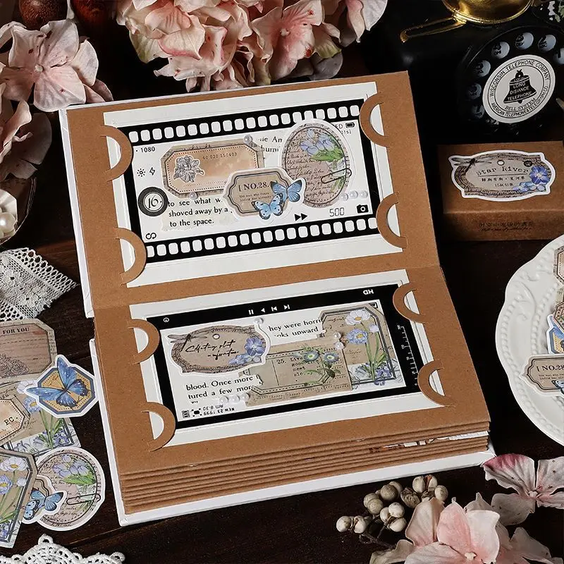 MOHAMM 45 Sheets Vintage Flower Literature Boxed White Cowhide Notes Fresh Message Card