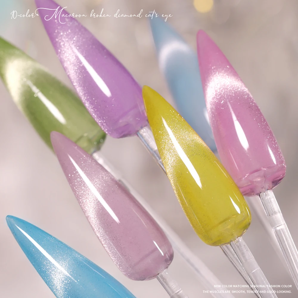 Vendeeni 10 kleuren lichtgevende gebroken diamant Cat Eye gel nagellak UV LED glitter Macaron magnetische nagellak TPO / HEMA GRATIS