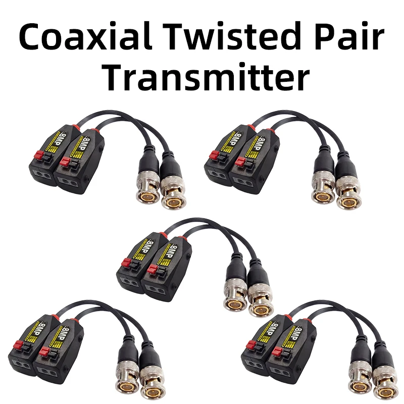 5Pairs 8MP Video Balun 2KV Surge Protection Push‑down Spring Terminal Passive BNC to UTP Transceiver Loose Pack For CCTV Camera