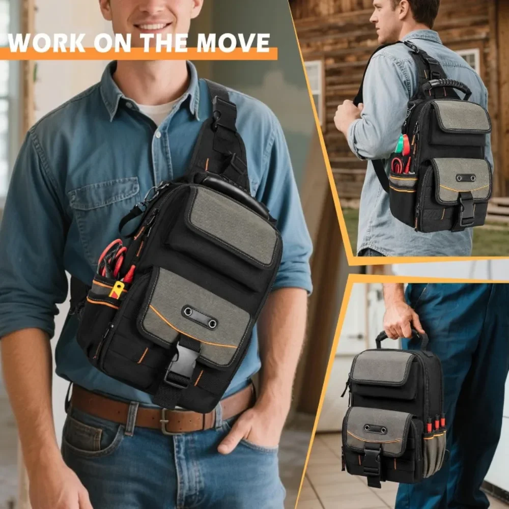 Electrician Tool Pouch Bag,Tool Organizer with Ergonomic Handle and Shoulder Strap for Maintenance Repair Technicians