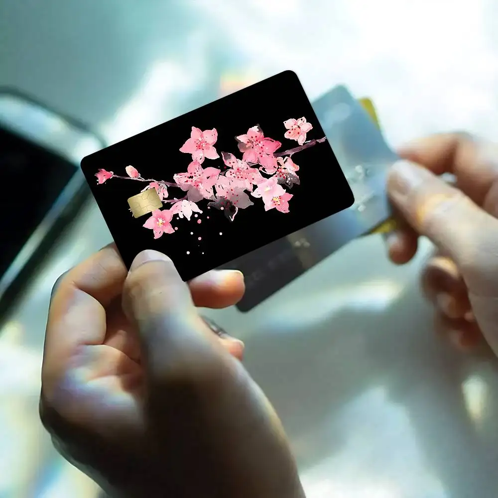 Sakura Ink Painting Art Credit Card Skin Stickers Suitable For VISA Card Bus And Subway Contactless IC Cards