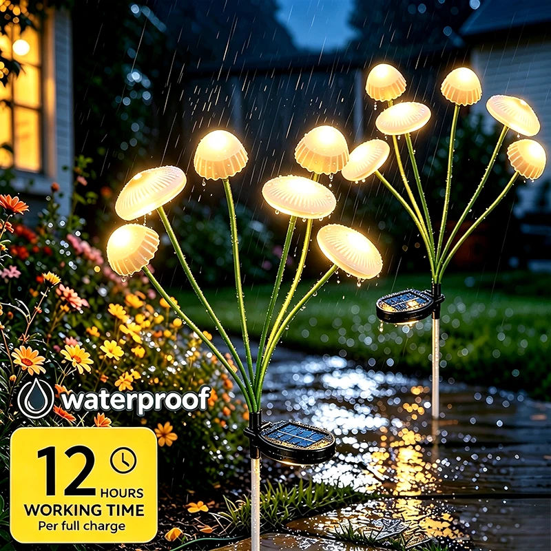 Solar Powered Jellyfish Swaying LED Light IP65 Waterproof Outdoor Decorative Pathway Lamp for Yard Lawn Balcony Flowerbed Garden