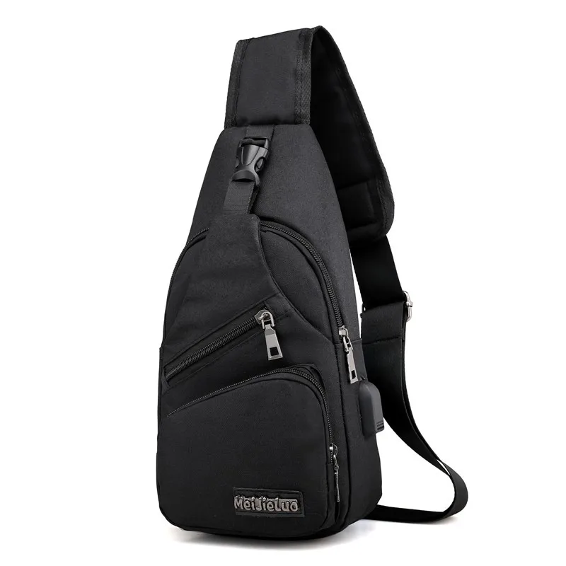 Fashion Boys Shoulder Bag USB Rechargeable Crossbody Bag Men\'s Anti-theft Multifunctional Chest Bag‘s Travel Backpack Handbag