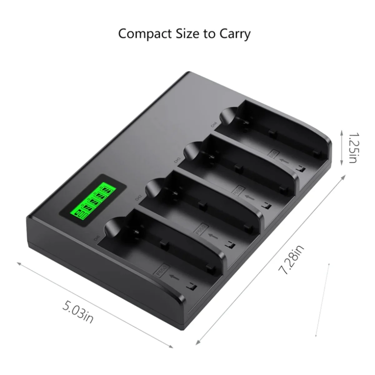 OIIRGO-4-Channel Battery Charger with LCD Display for Sony NP-F970, NP-F960, NP-F770, NP-F750, NP-F570 Camera Battery US Plug