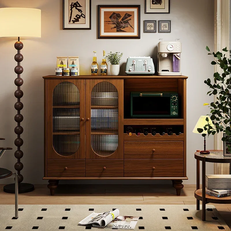 

American Style Full Solid Wood Storage Cabinet Middle-Ancient Restaurant Tea Cabinet Changhong Glass