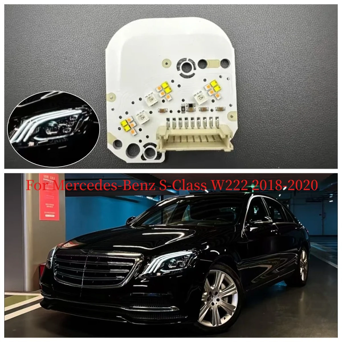 White Angel Eyes For Mercedes-Benz S-Class W222 2018-2020 Headlight Replacement LED DRL Light Source Board Ballast Circuit Board