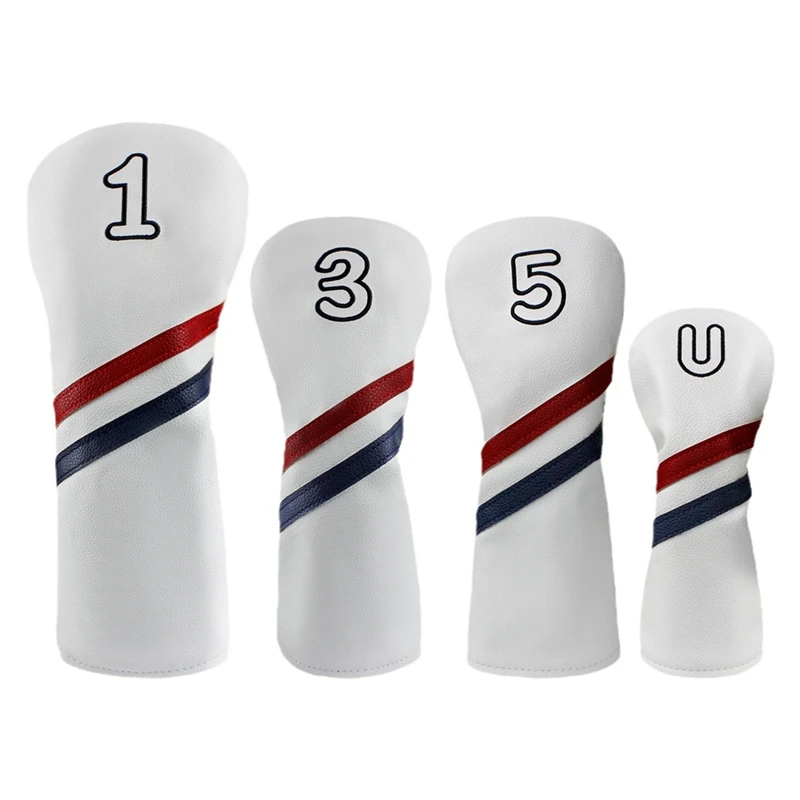 4PCS Golf Club Cover, Number Print Golf Club Cover, PU Waterproof Club Protective Cover 1+3+5+U Number