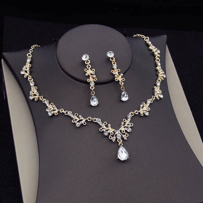 Fashion Crystal Bridal Jewelry Sets for Women Tiaras Earrings Necklace Crown Wedding Dress Bride Jewelry Set Accessories