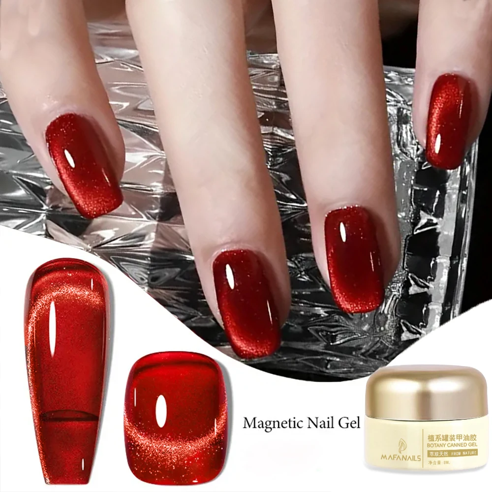 

8ml Red Glass Bead Cat Eye's Magnetic Nail Gel Polish Halloween Christmas Glitter Soak Off UV Semi-permanent Red Cat Eye Gel*#@-