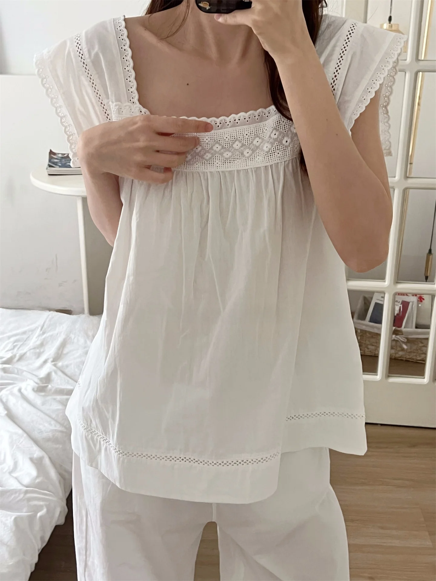 conjunto-de-pijama-de-algodon-con-bordado-blanco-nube-ropa-de-casa-de-algodon-puro-usable-en-exteriores-comodo-transpirable-de-manga-larga-para-verano