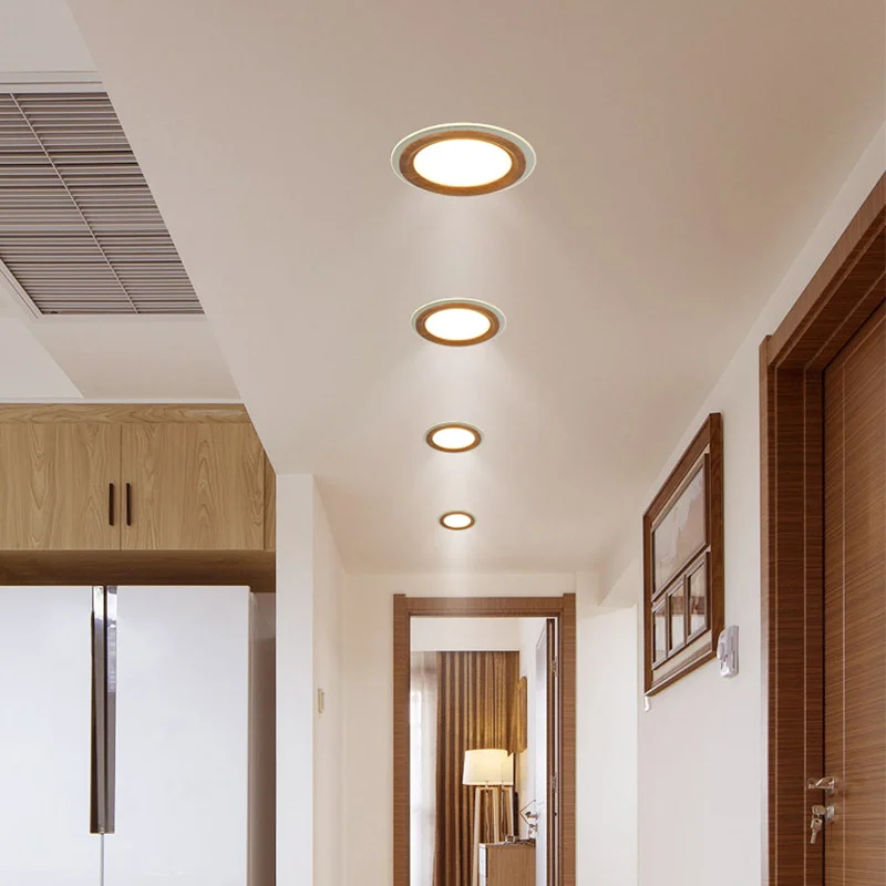 Nordic Embedded Downlight 6W/9W/12W Wood Grain Led Ceiling Lamps for Corridor Kitchen Bedroom Study Living Room Light Fixture