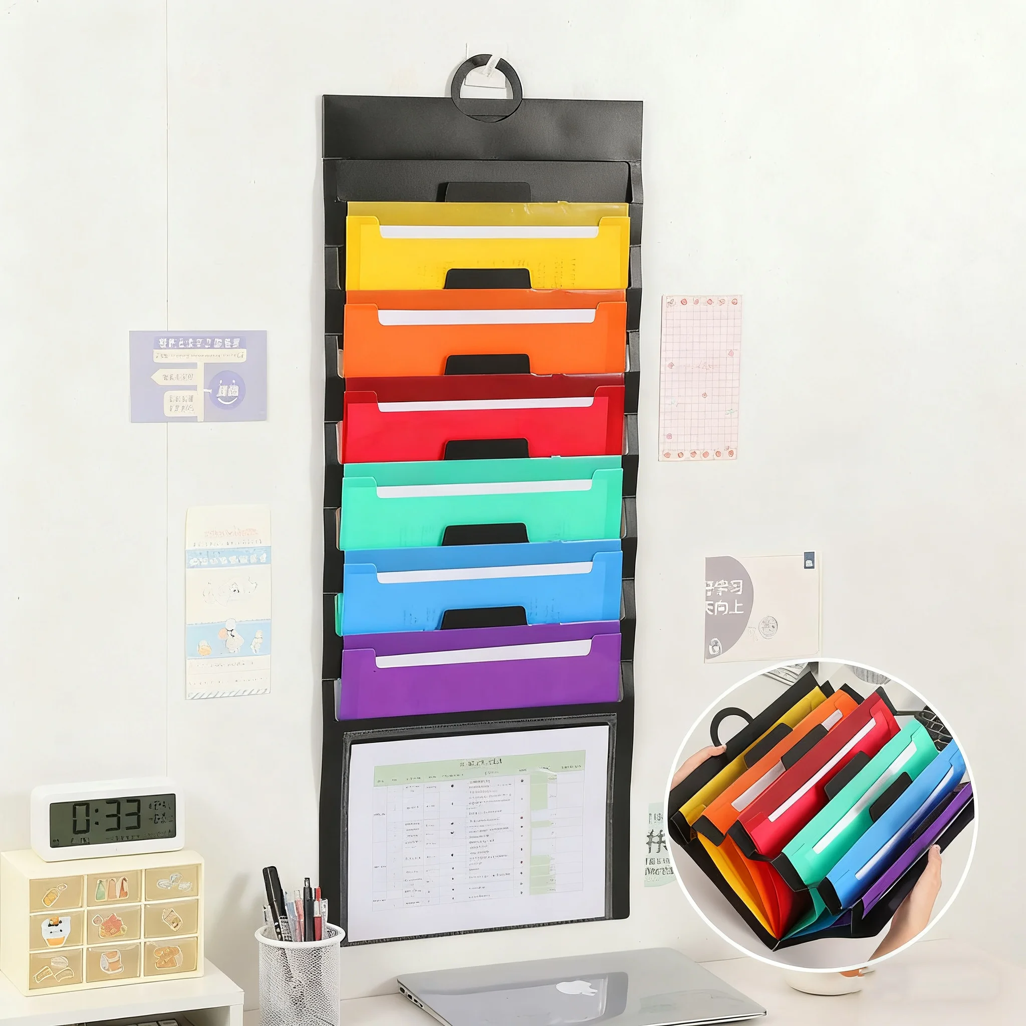 

2025 Suspension Type A4 File Pack Student Teacher Multi Functional Office Folder Storage Bag Color Storage Album